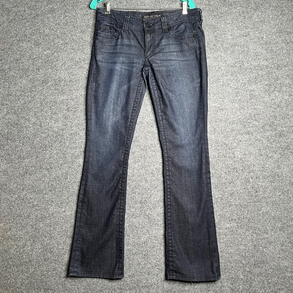Affliction Jade Bootcut Jeans Women 30 Twilight Wash Embroidered Cross Y2K Denim
